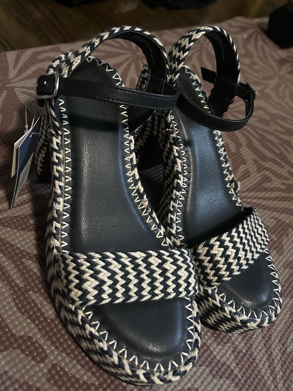 Target Black and Cream Wedge Sandals